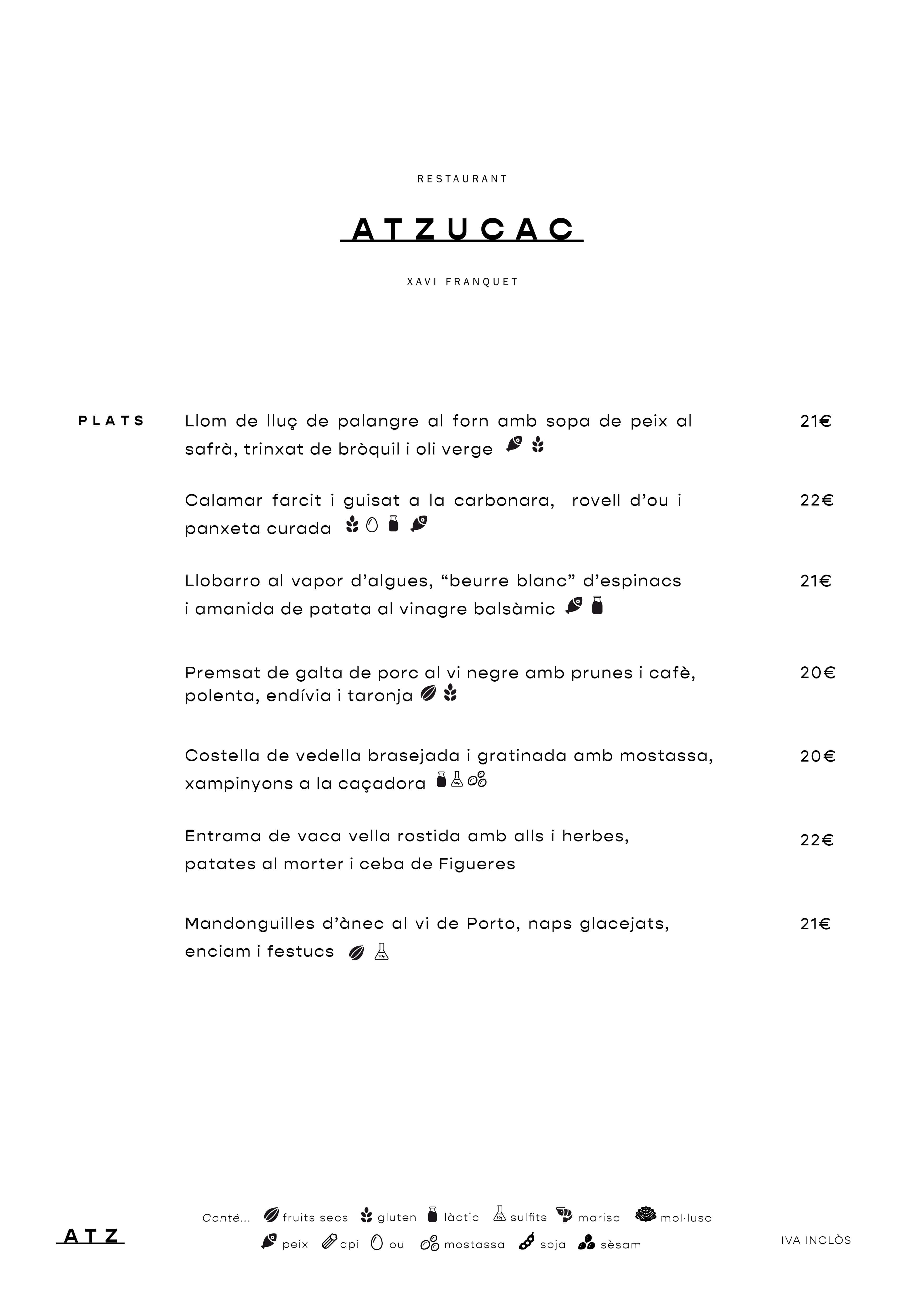 Carta en català - Full 2 - Atzucac Restaurant